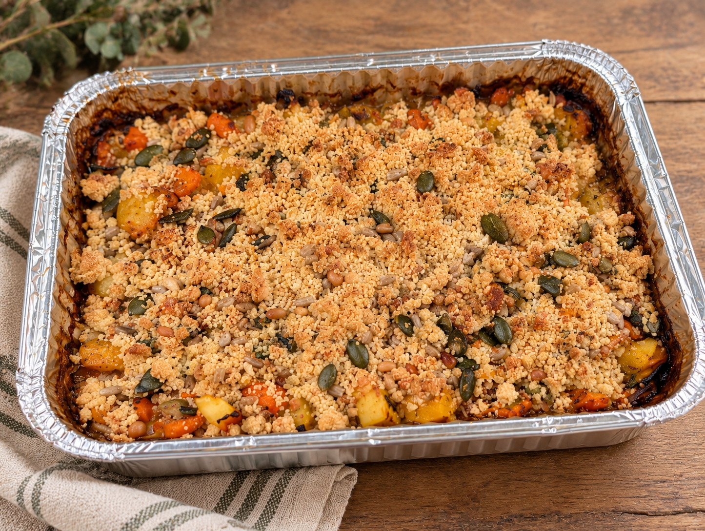 Crumble de légumes de saison aux graines